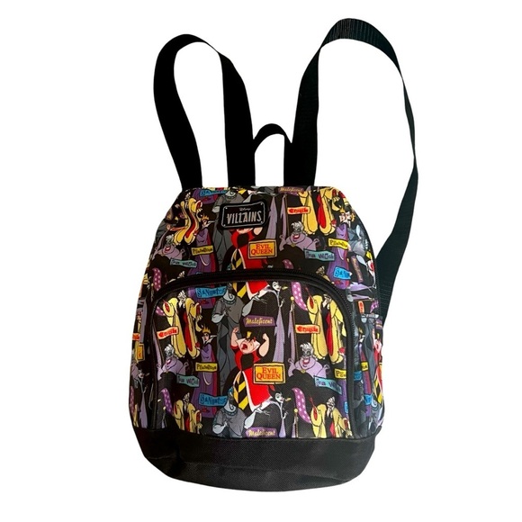 Disney Villains Allover Print Mini Backpack Maleficent Evil Queen Ursula - Picture 1 of 5